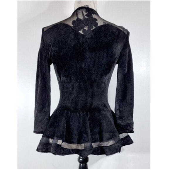 Alexander McQueen Black Velvet Peplum Cardigan Top - Rare Find, Womens Size M - Picture 5 of 9